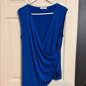 Aryeh Draped V-Neck Sleeveless Top - Blue